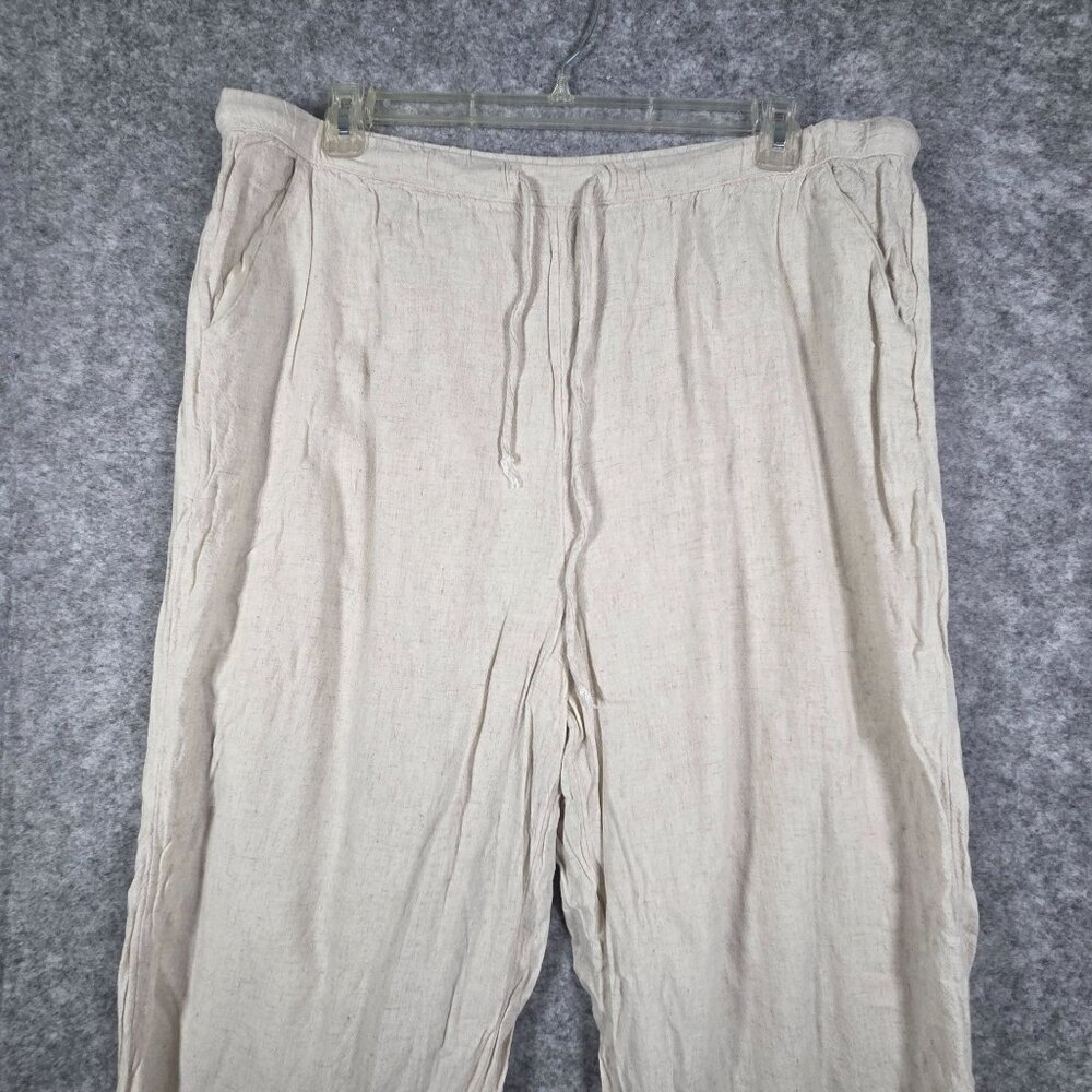 American Eagle Women's Linen Pants Beige Tan Elastic waistband Relaxed Size XXL - Picture 2 of 9